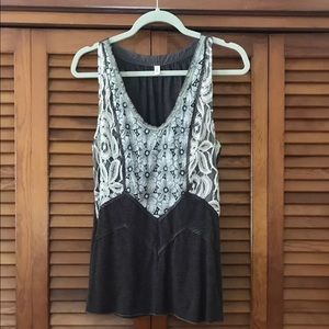 Medium Lace Embroidered Brown Tank